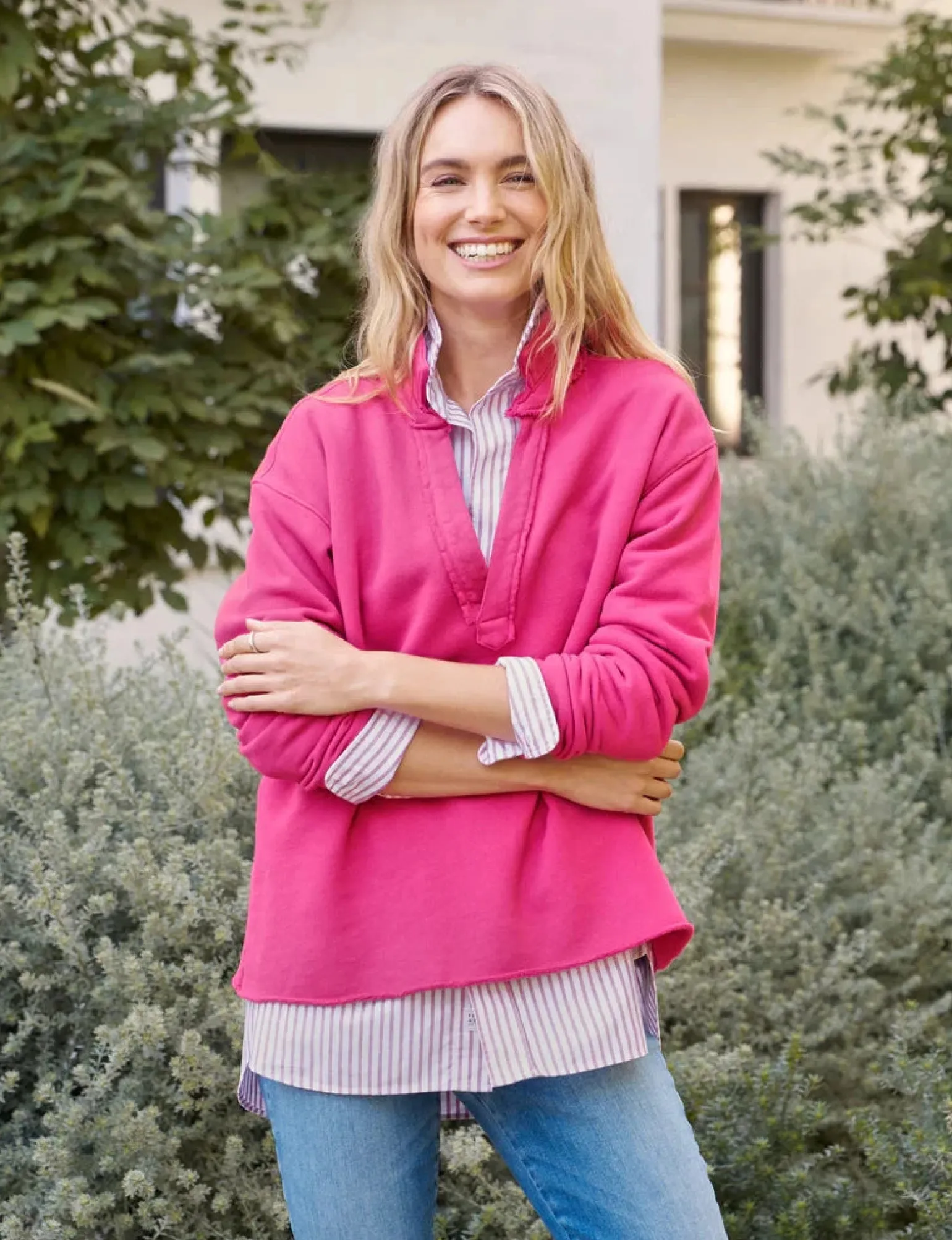 Patrick Popover Fleece Henley Rose