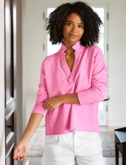 Patrick Popover Fleece Henley Pink Lemonade