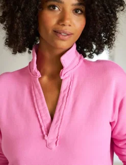 Patrick Popover Fleece Henley Pink Lemonade