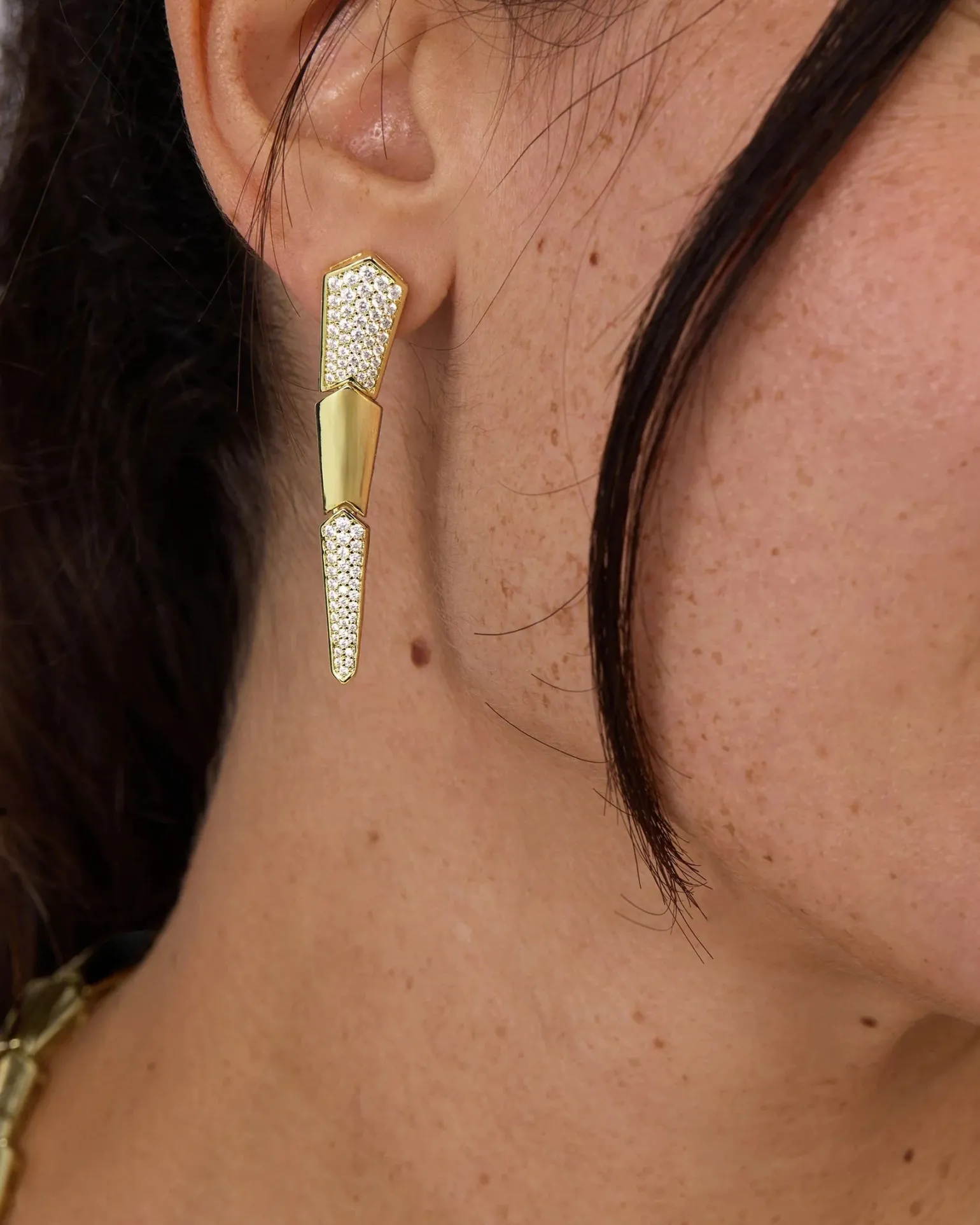 Pavé XL Serpent Drop Earrings Gold