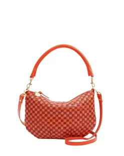 Petit Moyen Messenger Bright Poppy/Bordeaux Woven Checker
