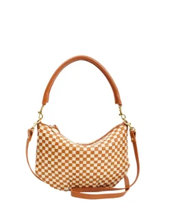 Petit Moyen Messenger Woven Checker Natural/Cream