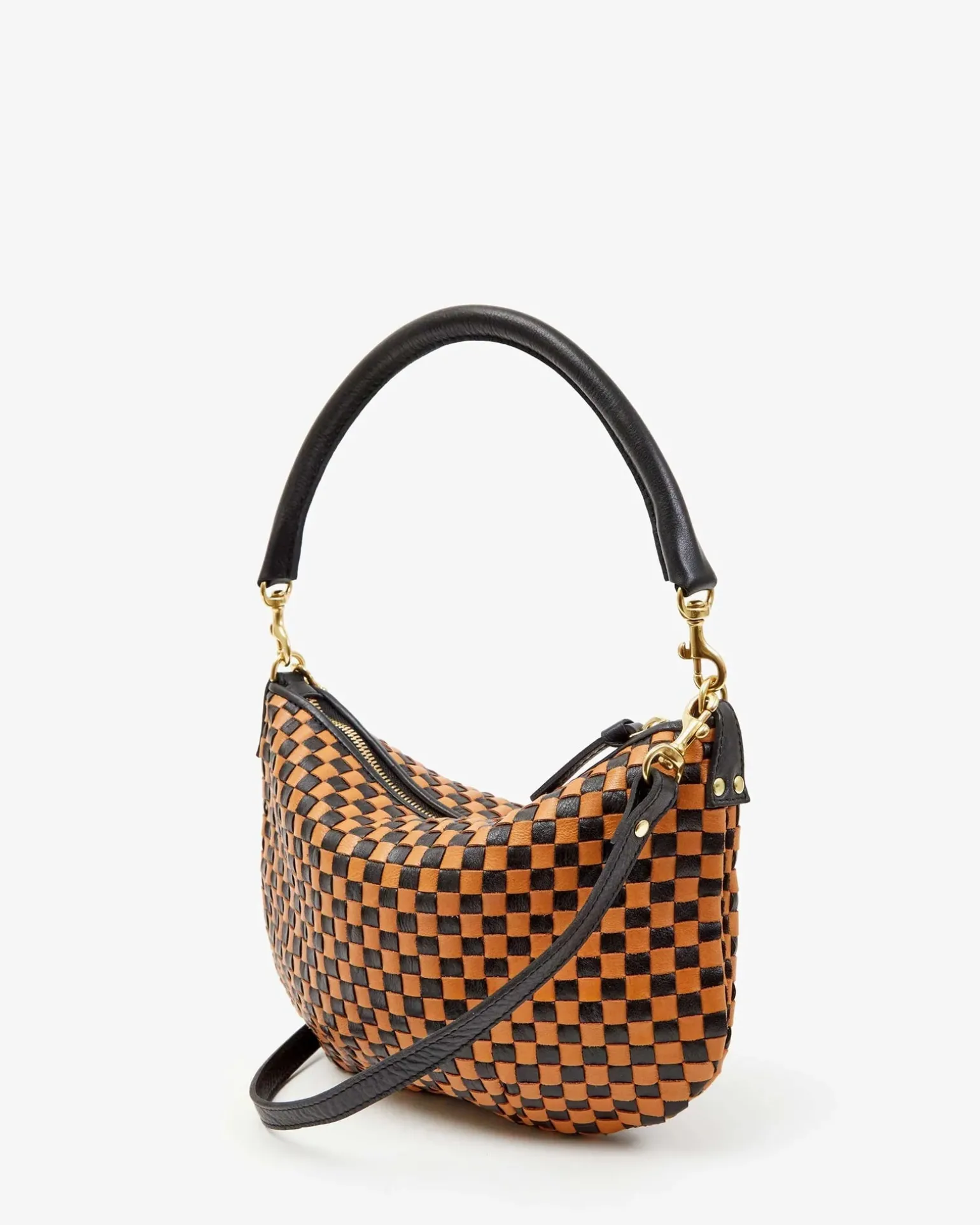 Petit Moyen Messenger Woven Checker Black/Natural