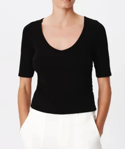 Pima Cotton Elbow Sleeve Tee Black