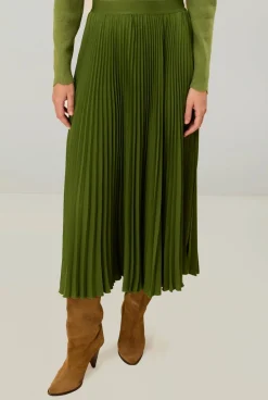 Pleated Maxi Skirt Green
