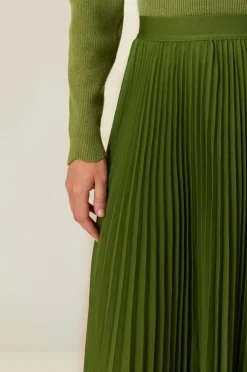 Pleated Maxi Skirt Green