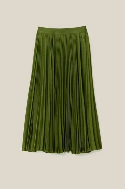Pleated Maxi Skirt Green