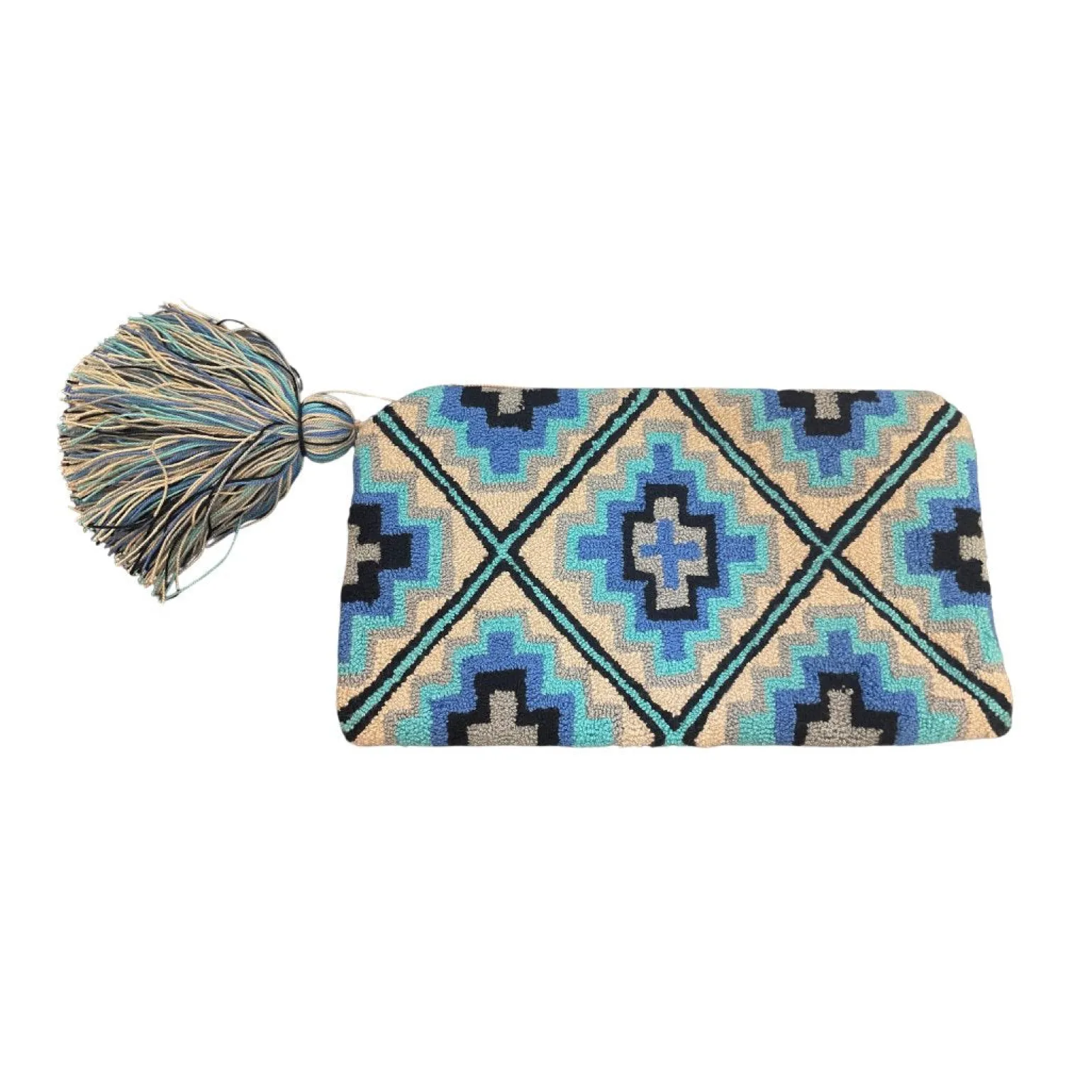 POM POM Clutch With Print Blue