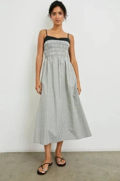 Primrose Dress Ivory Jet Gingam