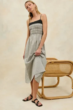 Primrose Dress Ivory Jet Gingam