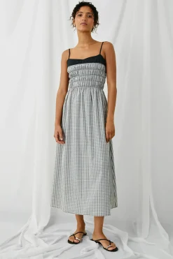 Primrose Dress Ivory Jet Gingam