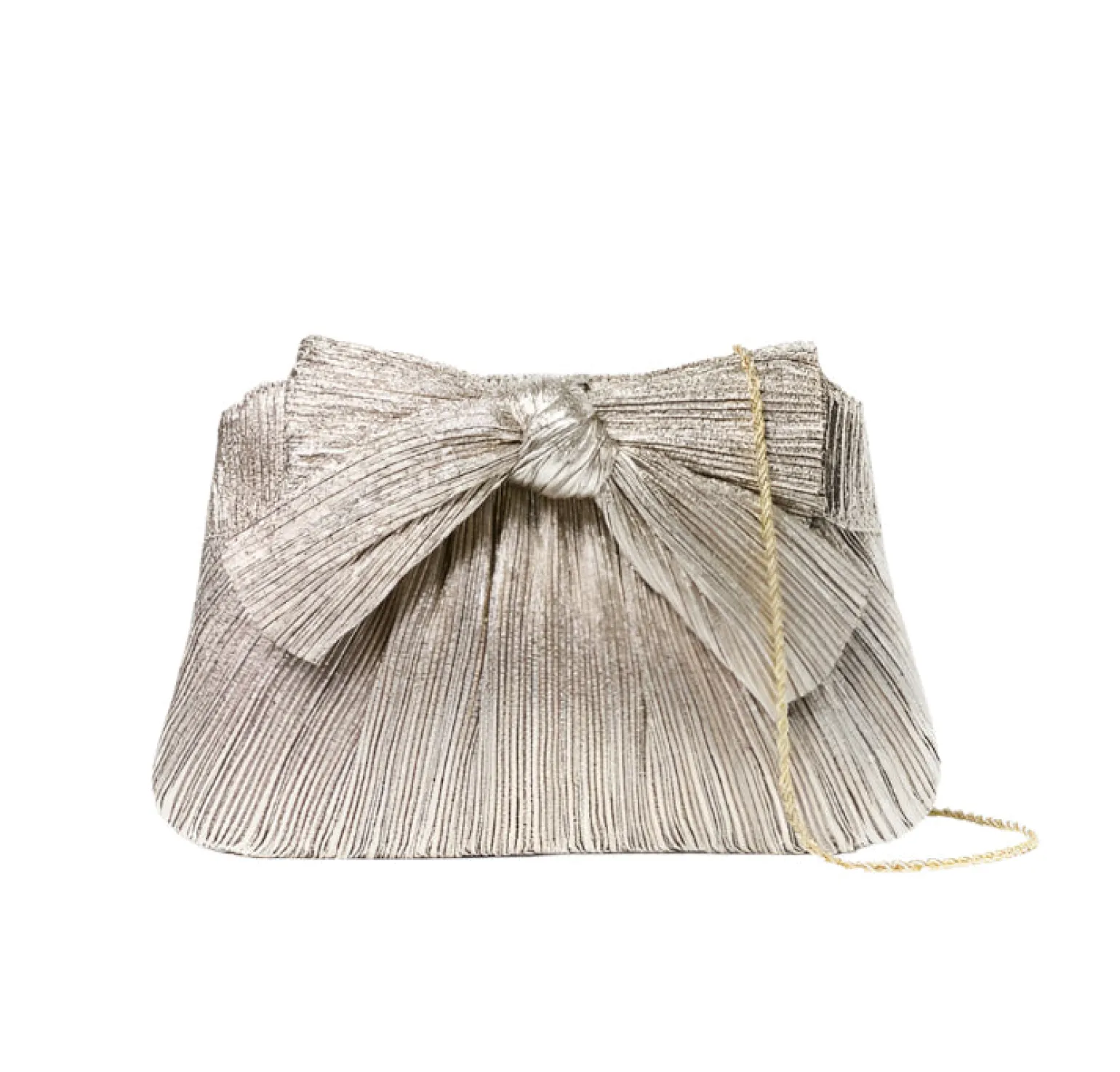 Rayne Pleated Bow Clutch Champagne
