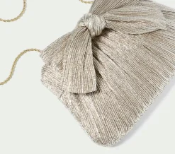 Rayne Pleated Bow Clutch Champagne