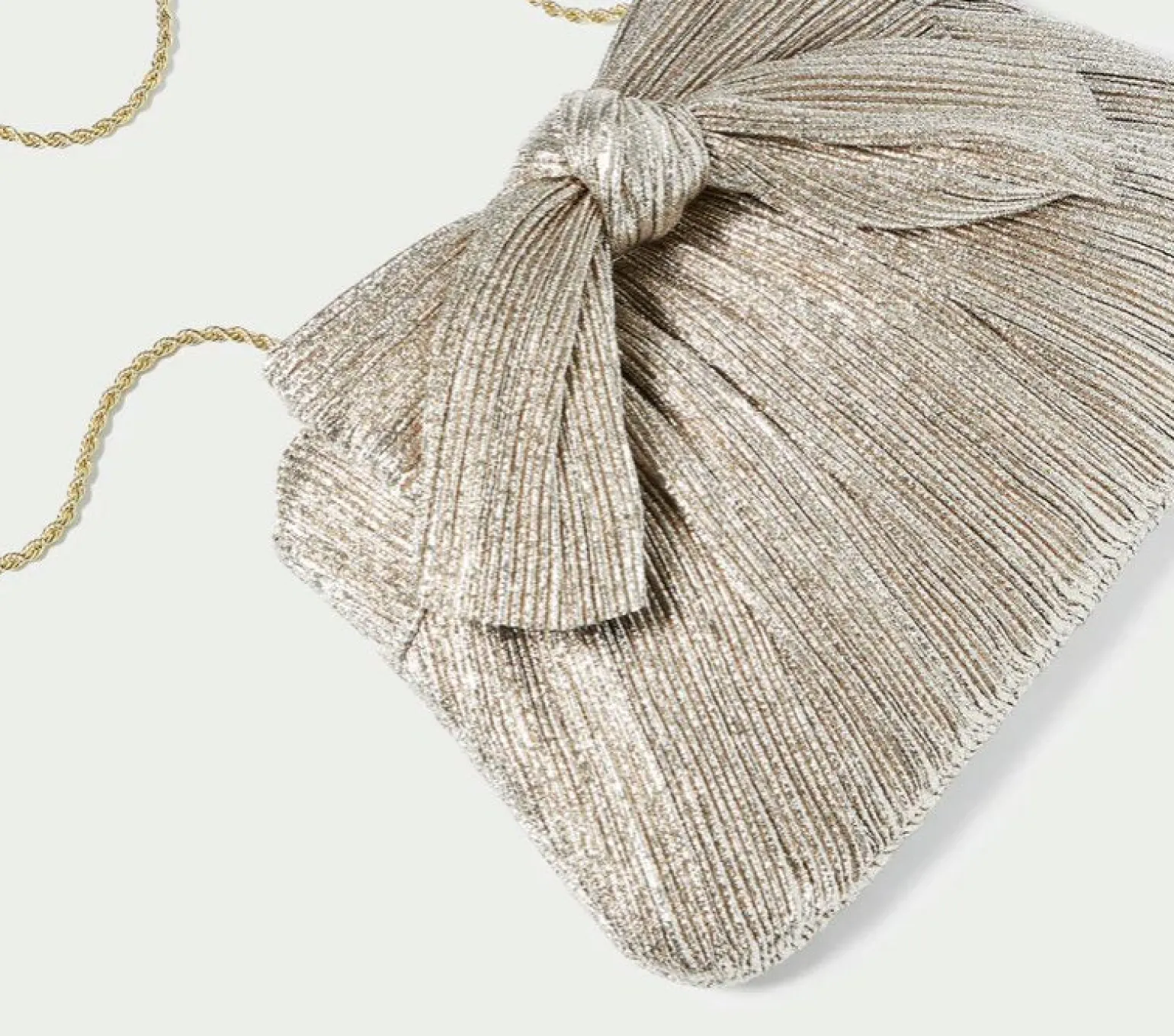 Rayne Pleated Bow Clutch Champagne