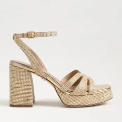 Reese Platform Heel Sandal Sand Dune Raffia