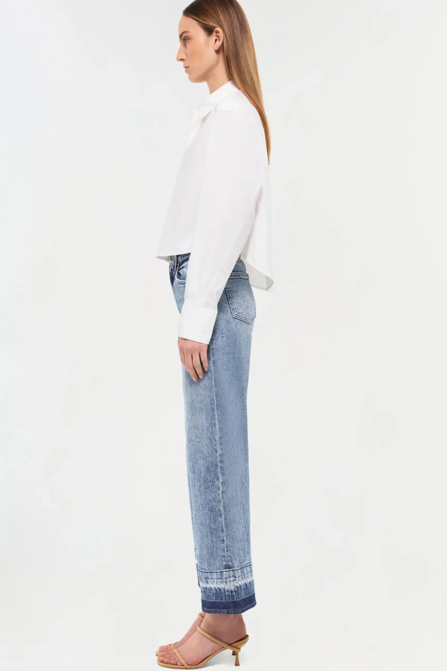 Renata Cropped Button Down Shirt White