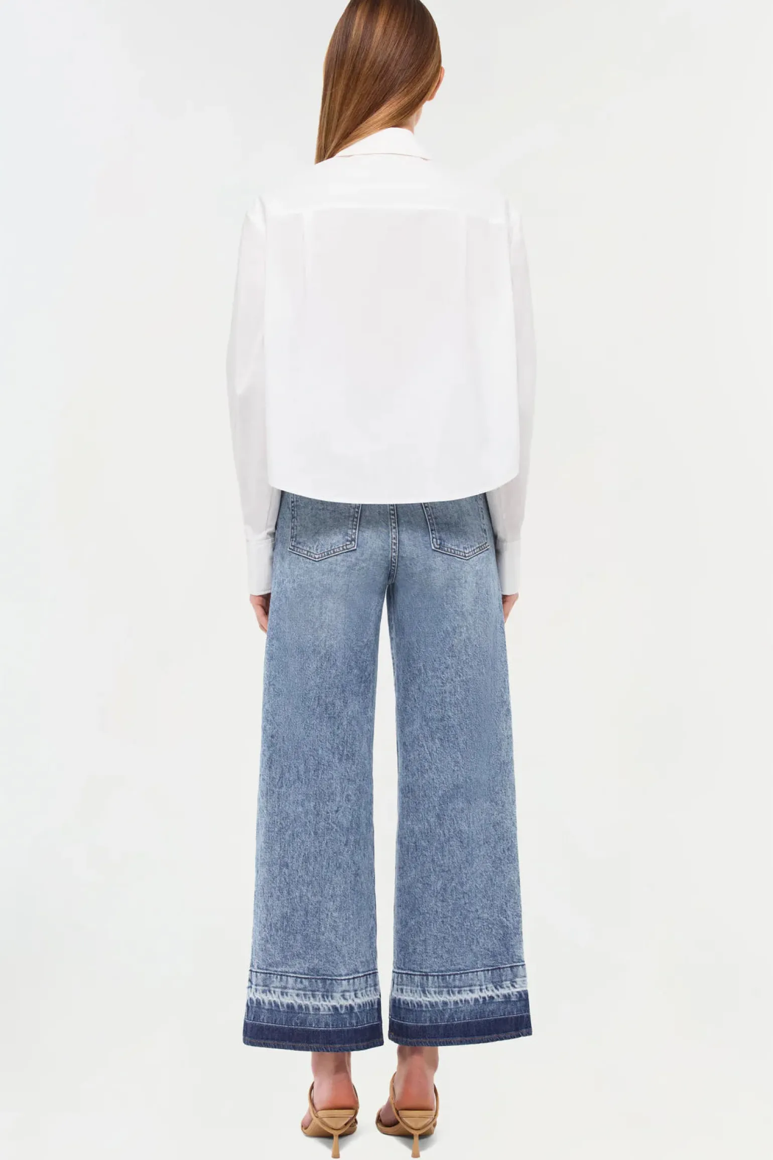 Renata Cropped Button Down Shirt White