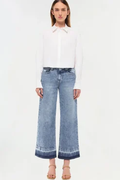 Renata Cropped Button Down Shirt White