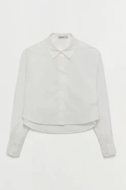 Renata Cropped Button Down Shirt White