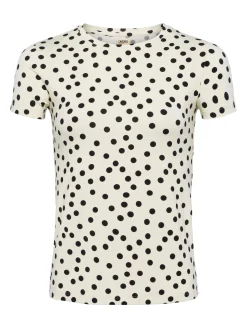 Ressi Short Sleeve Crew Ecru/Black Polka Dot