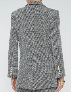 Riva Knit Double Breasted Blazer Black/Ivory/Gold