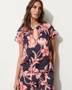 Rosie Top Floral Sketch Royal Dusk