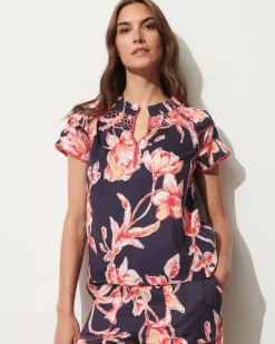 Rosie Top Floral Sketch Royal Dusk