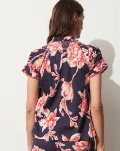 Rosie Top Floral Sketch Royal Dusk
