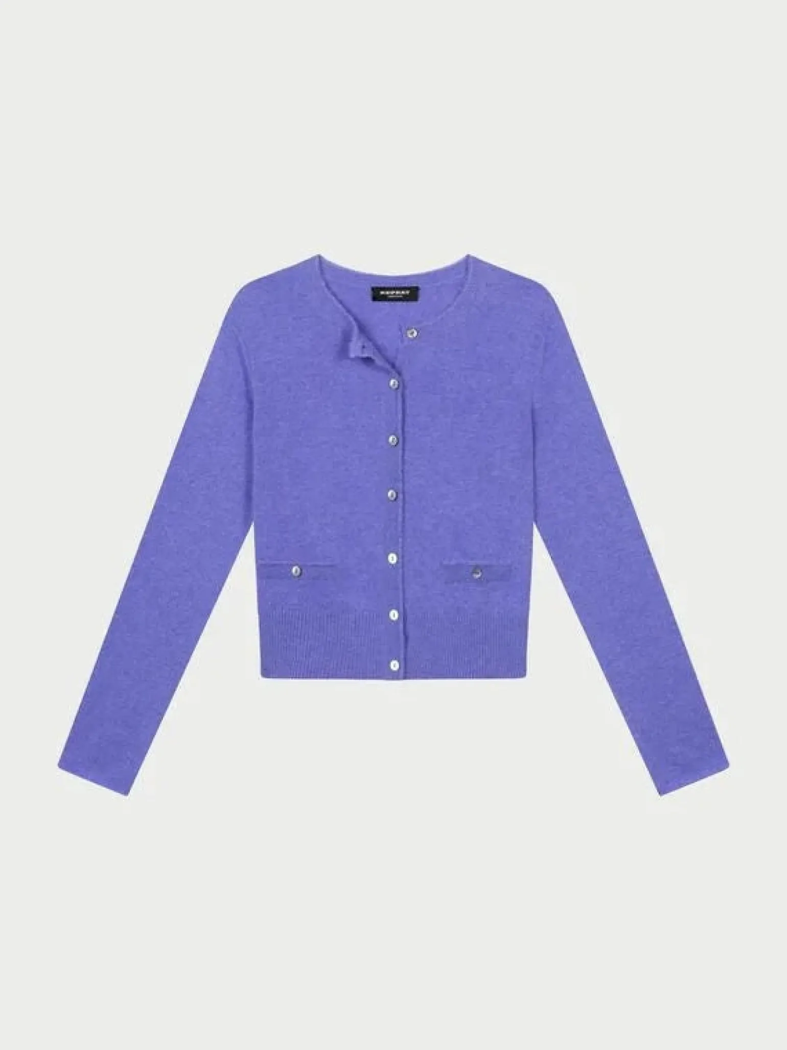 Round Neck Buttoned Cashmere Cardigan Iris