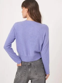 Round Neck Buttoned Cashmere Cardigan Iris