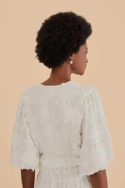 Ruffles Tassels Midi Dress Off White