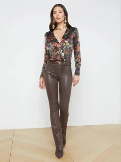 Ruth High Rise Straight Raw Hem Espresso Coated