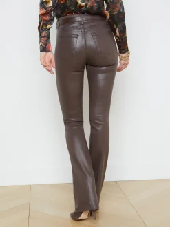Ruth High Rise Straight Raw Hem Espresso Coated