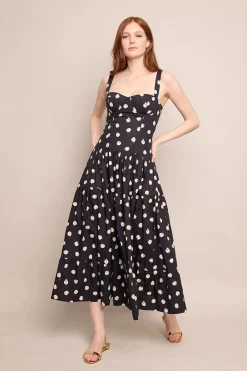 Santiago Midi Dress Spot Black Egret