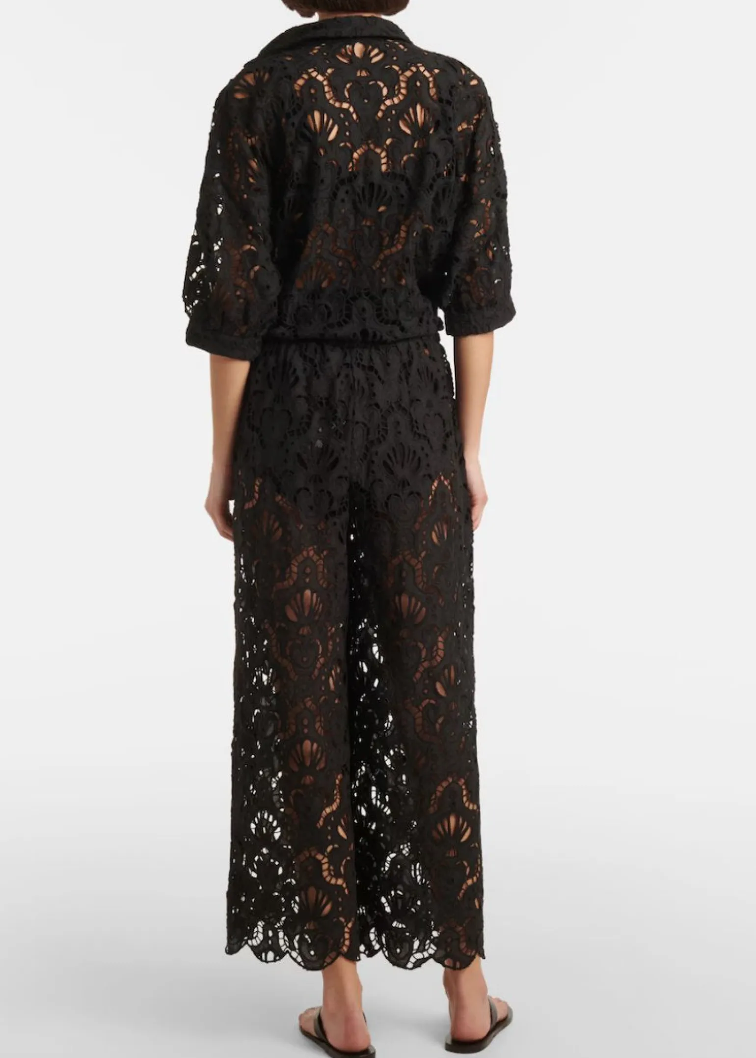 Seashell Eyelet Pants Black