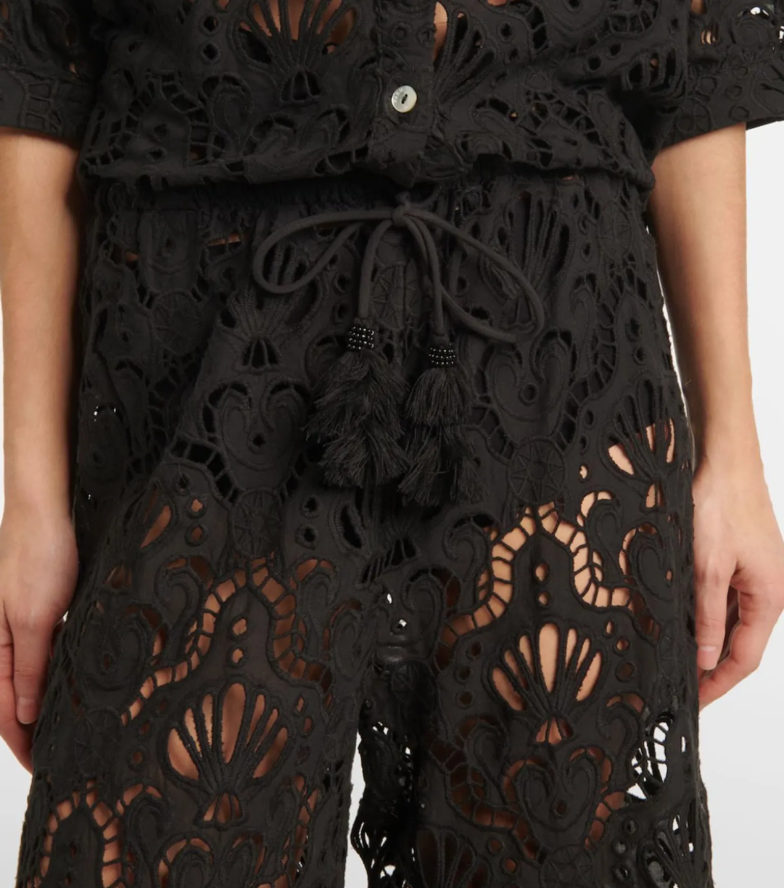 Seashell Eyelet Pants Black