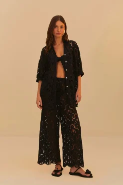 Seashell Eyelet Shirt Black