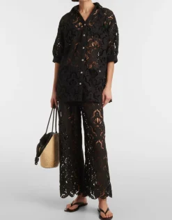 Seashell Eyelet Shirt Black