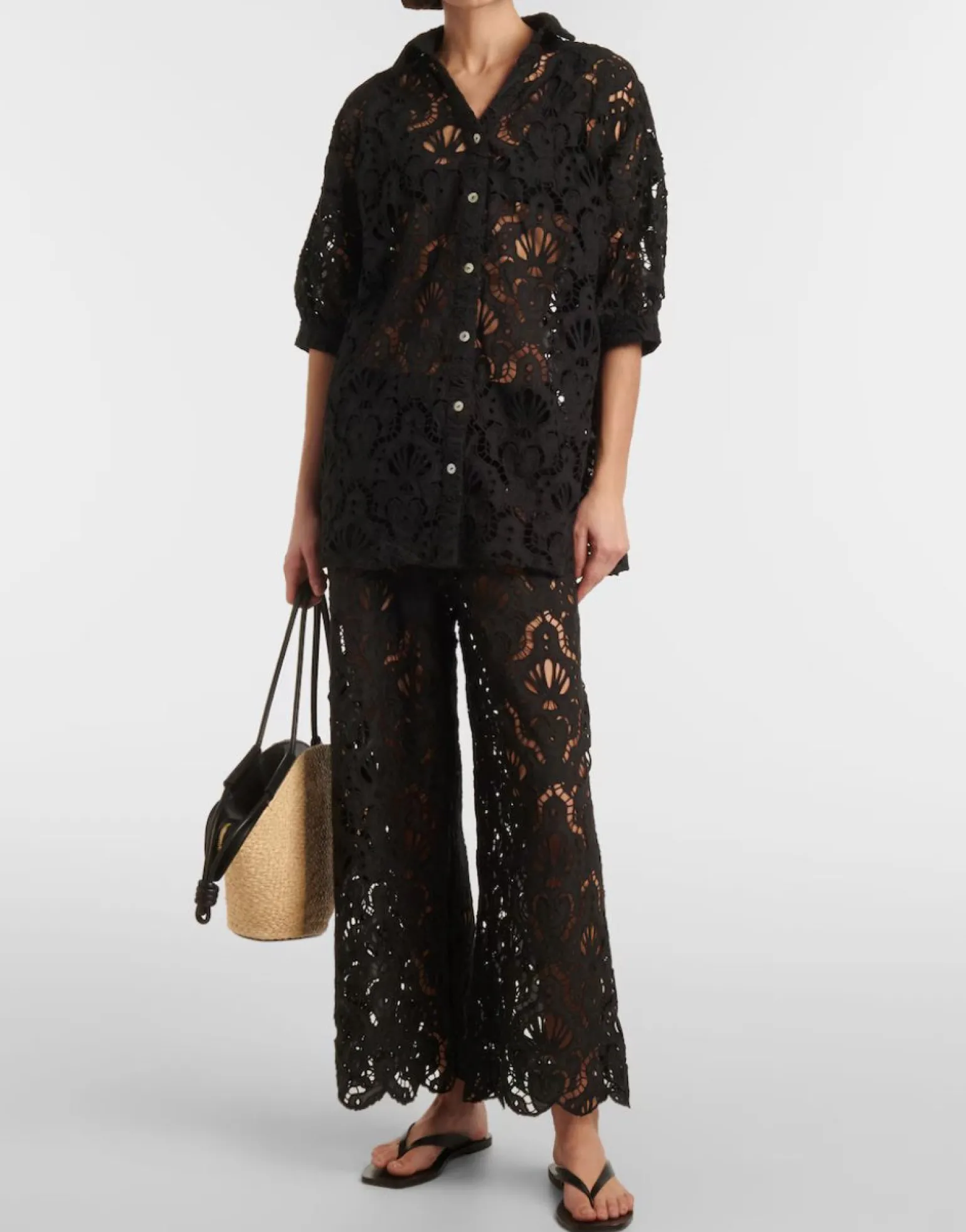 Seashell Eyelet Shirt Black