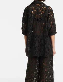 Seashell Eyelet Shirt Black