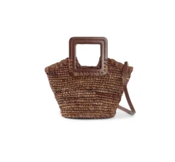 Shirley Raffia Mini Bucket Mahogany