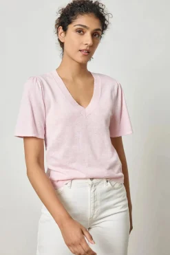 Short Sleeve V-Neck Sweater Wildflower