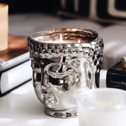 Silver Buddha Candle