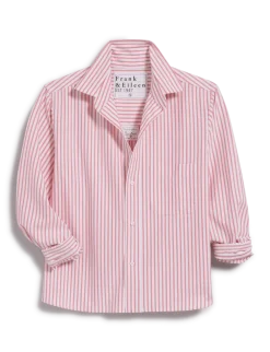 Silvio Untuckable Button-Up Shirt Coral Stripe