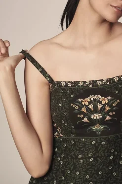 Sleeveless Maxi Dress Flowers Arch Black