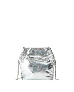 Small Metallic Slouch Shoulder Bag Silver