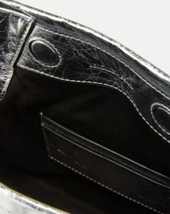 Small Metallic Slouch Shoulder Bag Silver