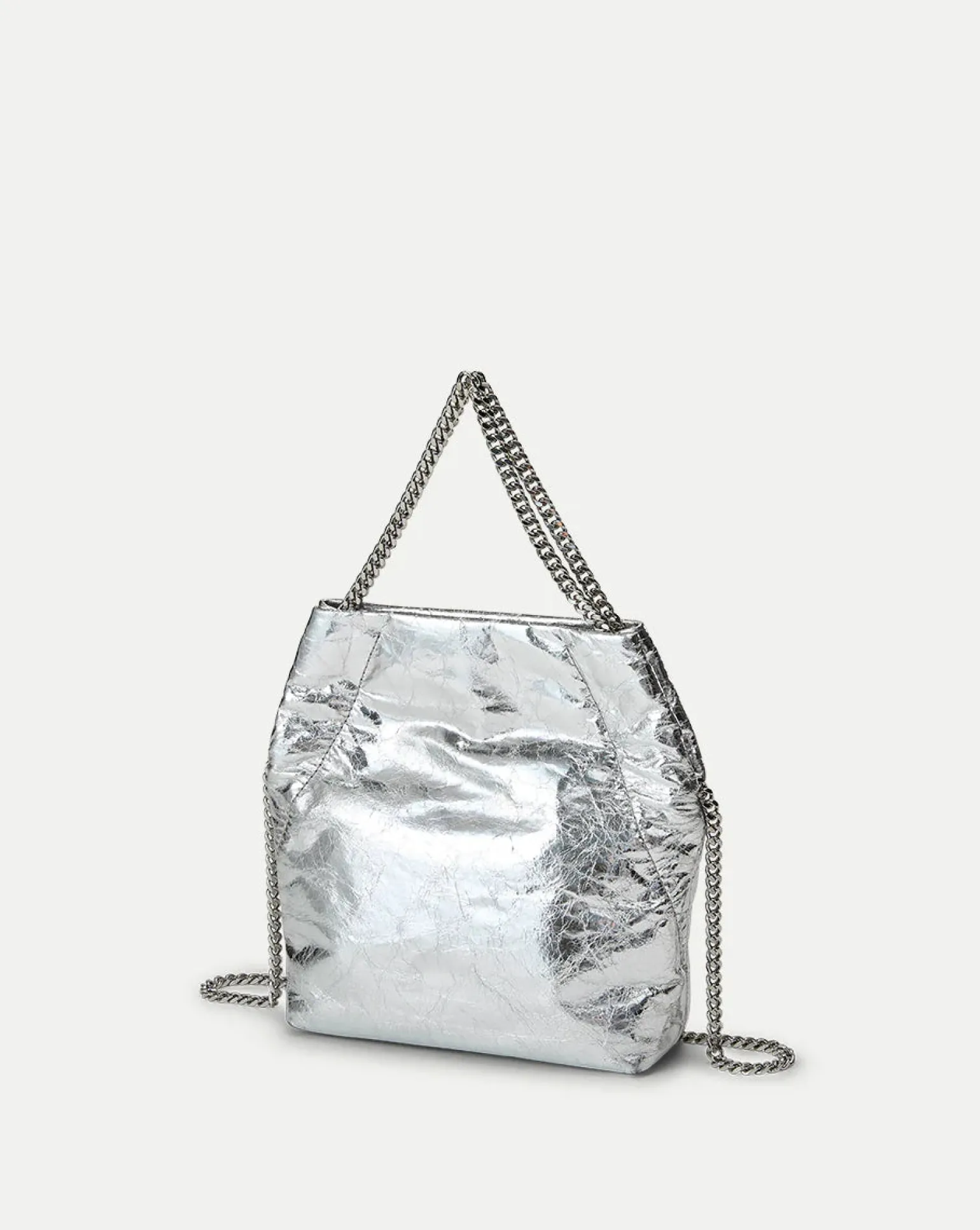 Small Metallic Slouch Shoulder Bag Silver