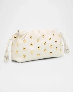 Small Studded Stash Bag White/Gold