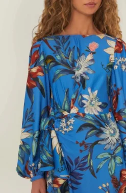 Surreal Flowers Blue Wrap Mini Dress